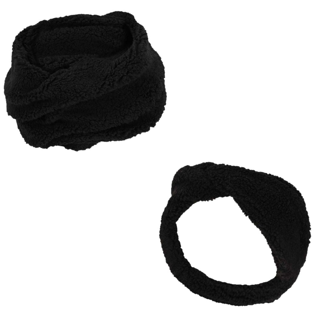 Schlauchschal und Stirnband – Teddywolle