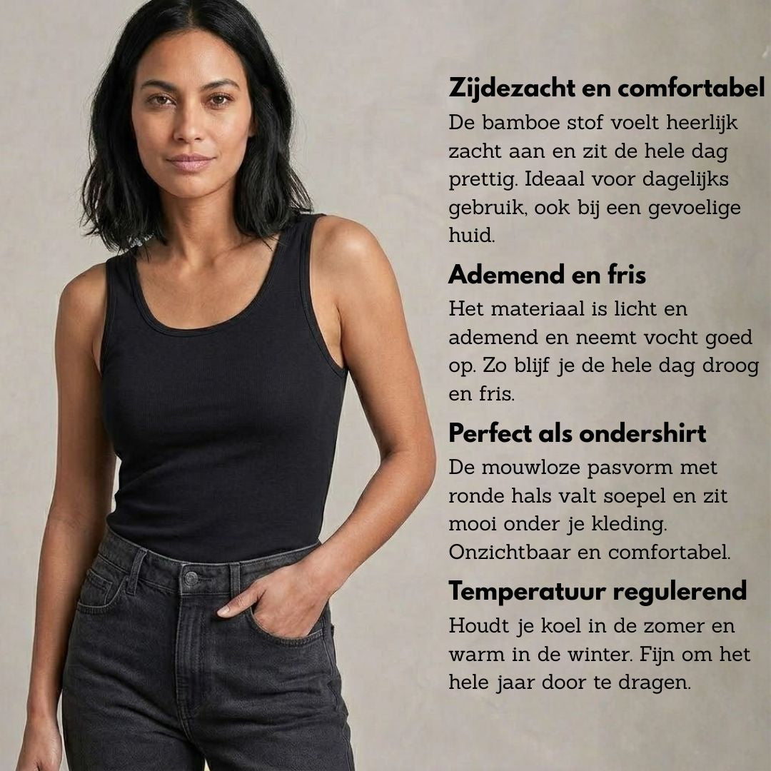 Bamboe hemd dames - Zwart - 2-Pak
