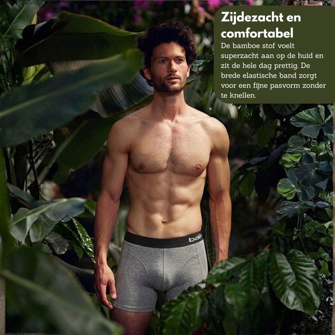 Bamboe boxershort heren grijs-groen