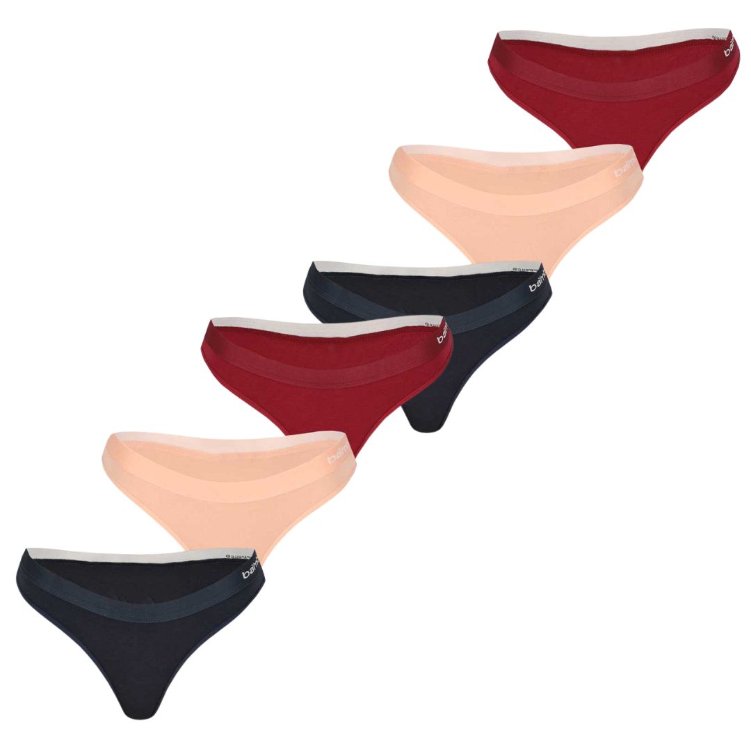 Bambusowe stringi damskie - czarne - 3-pak