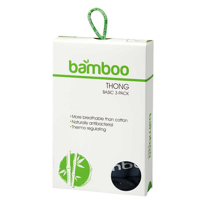 Bambusowe stringi damskie - czarne - 3-pak