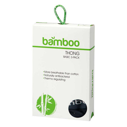 Bambusowe stringi damskie - czarne - 3-pak
