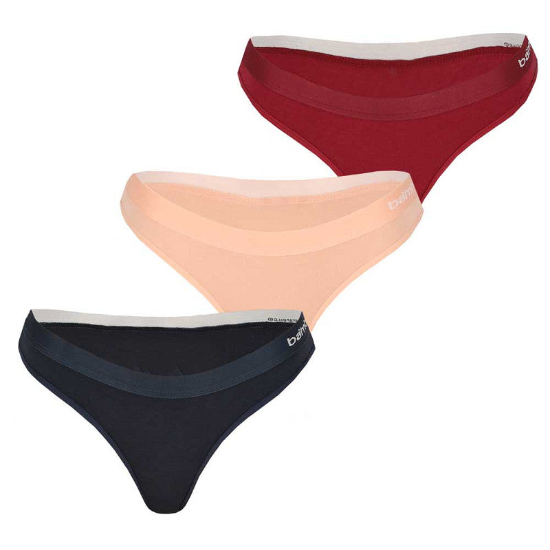 Bambusowe stringi damskie - czarne - 3-pak