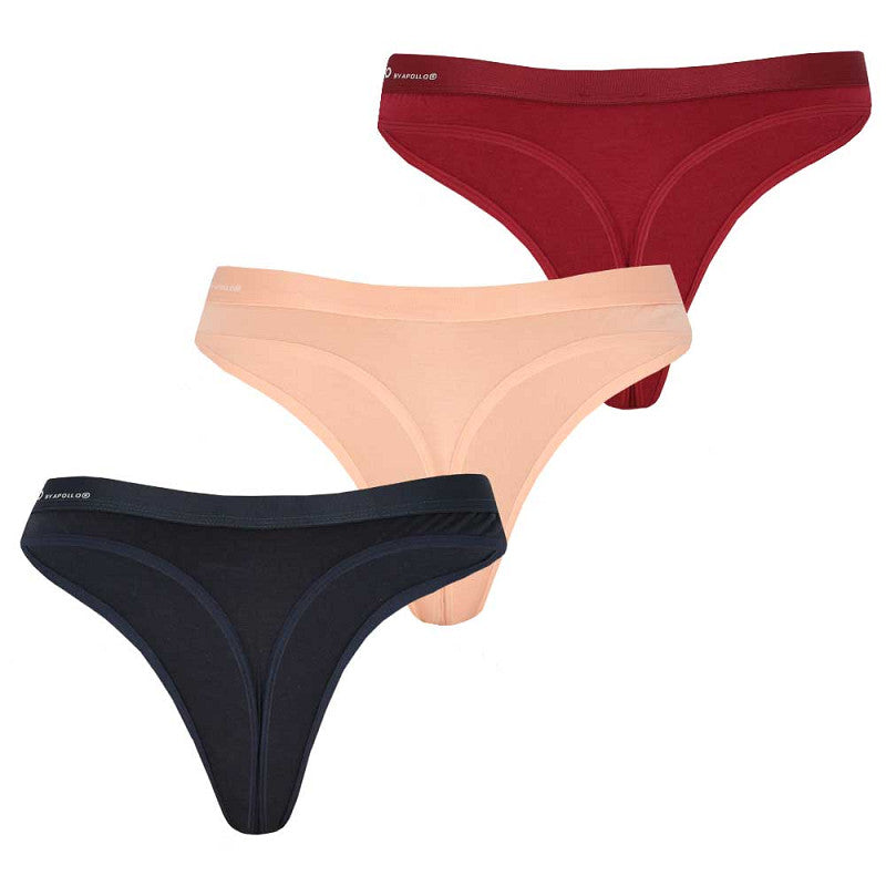 Bambusowe stringi damskie - czarne - 3-pak