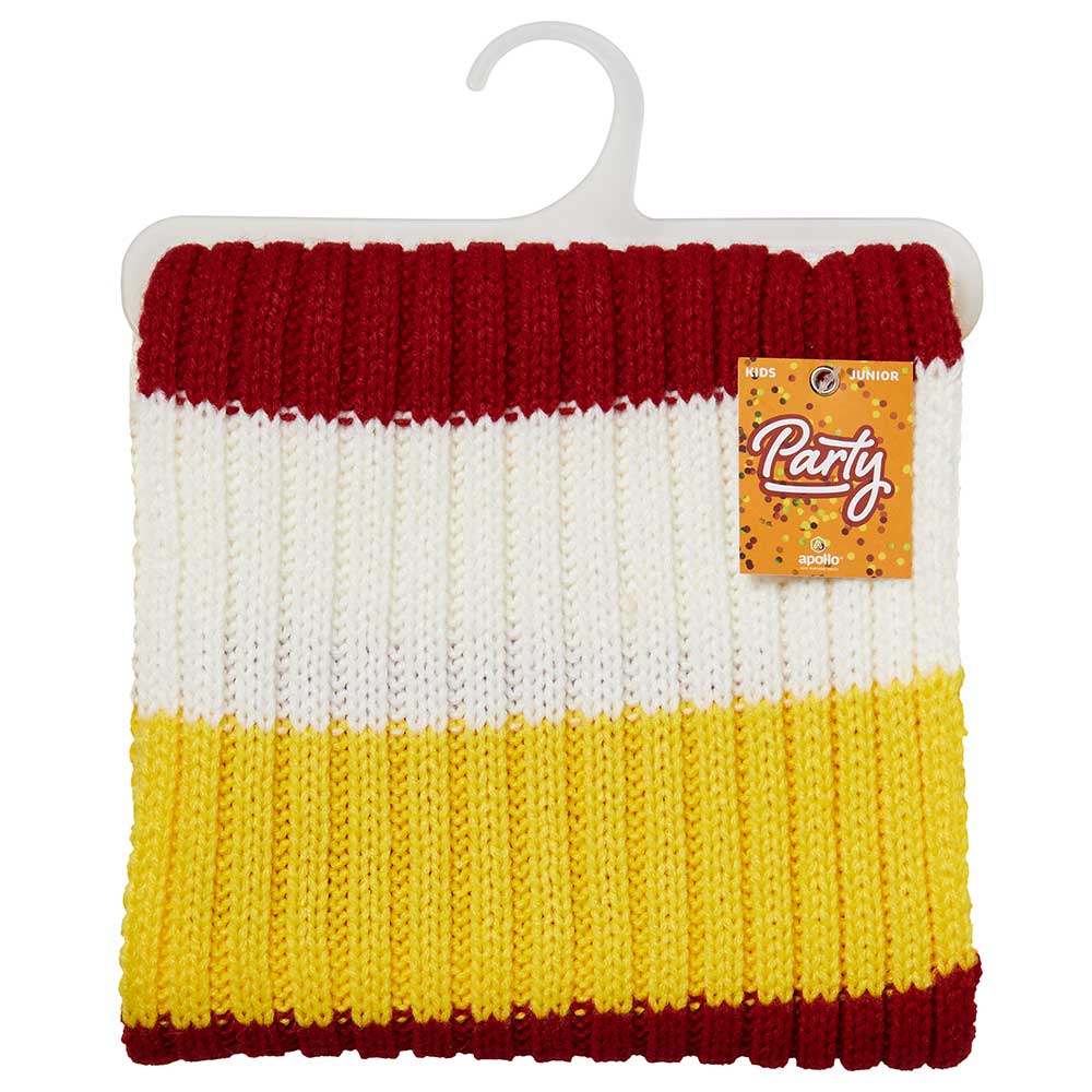 Oeteldonk Feest kindersjaal 2 x 2 rib rood-wit-geel