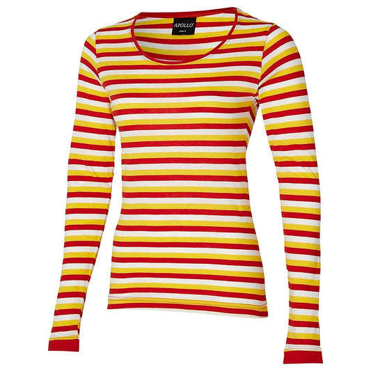 Oeteldonk Party shirt ladies long sleeves stripes red-white-yellow