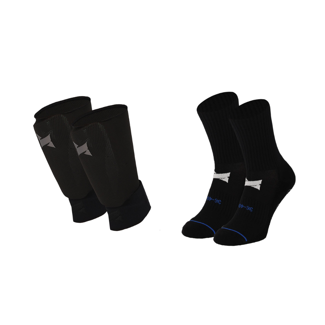 Xtreme - Grip-Socken + Socken ohne Fußbett + Schienbeinschoner + Knöchelriemen -
