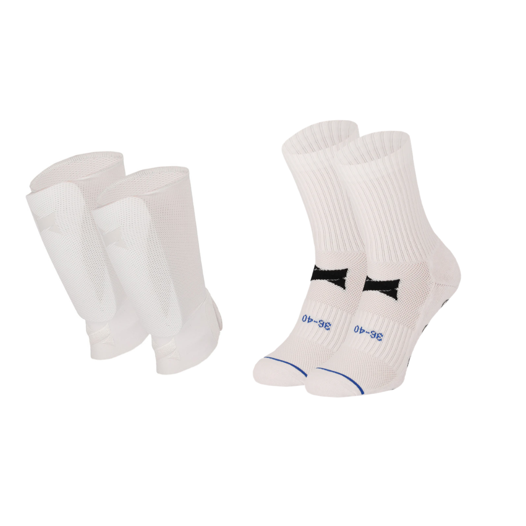 Xtreme - Grip-Socken + Schienbeinschoner + Knöchelriemen - Weiß
