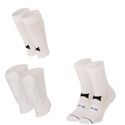 Xtreme - Grip-Socken + Füßlinge + Schienbeinschoner + Knöchelriemen - Weiß