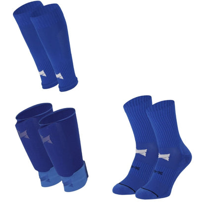 Xtreme - Grip-Socken + Füßlinge + Schienbeinschoner + Knöchelriemen - Kobaltblau