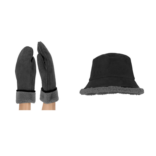Wanten + buckethat dames - Suède - One size