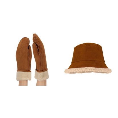 Wanten + buckethat dames - Suède - One size