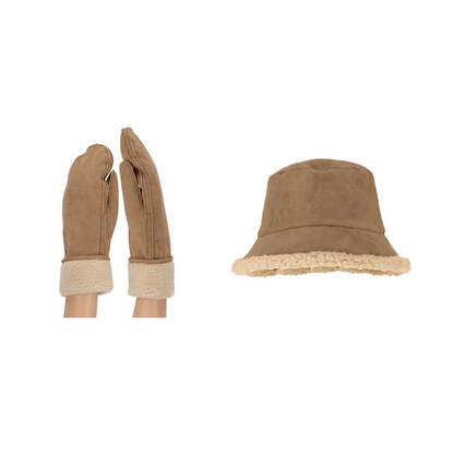 Wanten + buckethat dames - Suède - One size