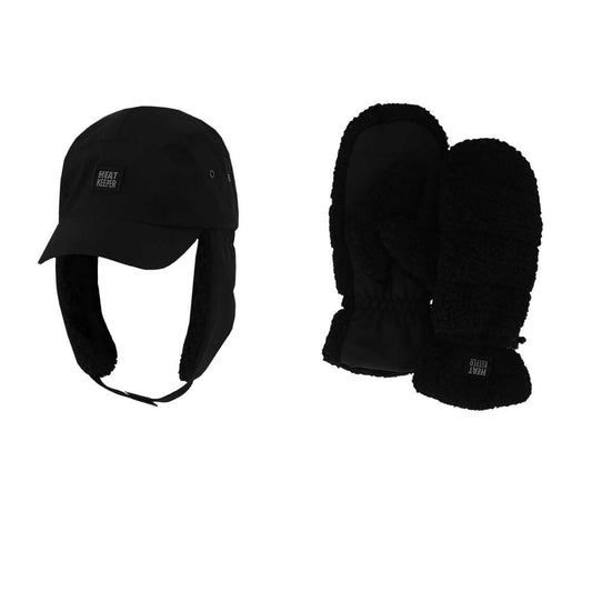 Thermo wanten heren + Thermo winterpet - Teddy - Zwart