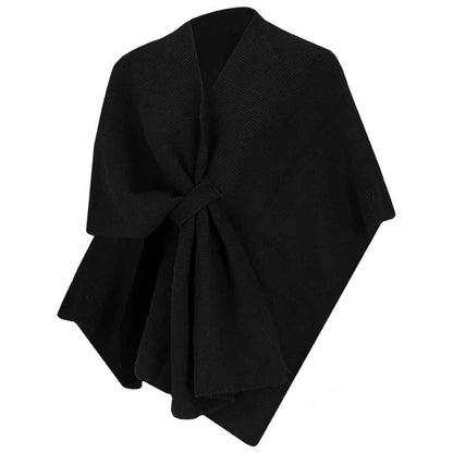 Gebreide poncho dames - Zwart