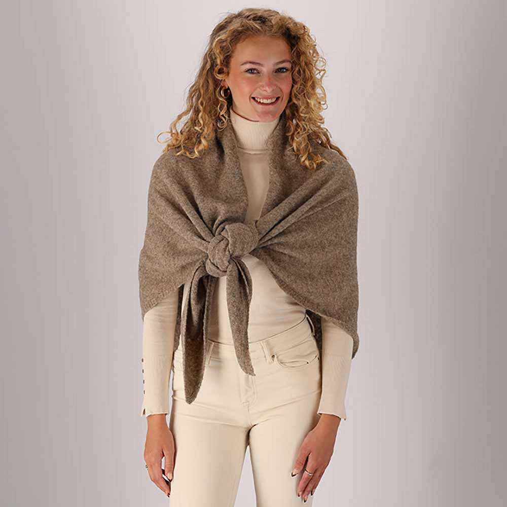 Gebreide omslagdoek - Dames - Donker Taupe
