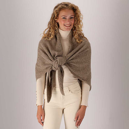 Gebreide omslagdoek - Dames - Donker Taupe