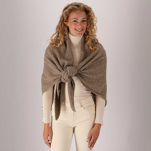 Gebreide omslagdoek - Dames - Donker Taupe