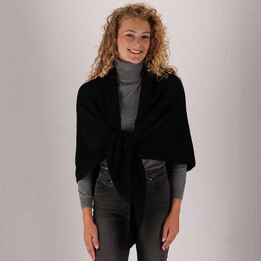 Gebreide omslagdoek - Dames - Zwart