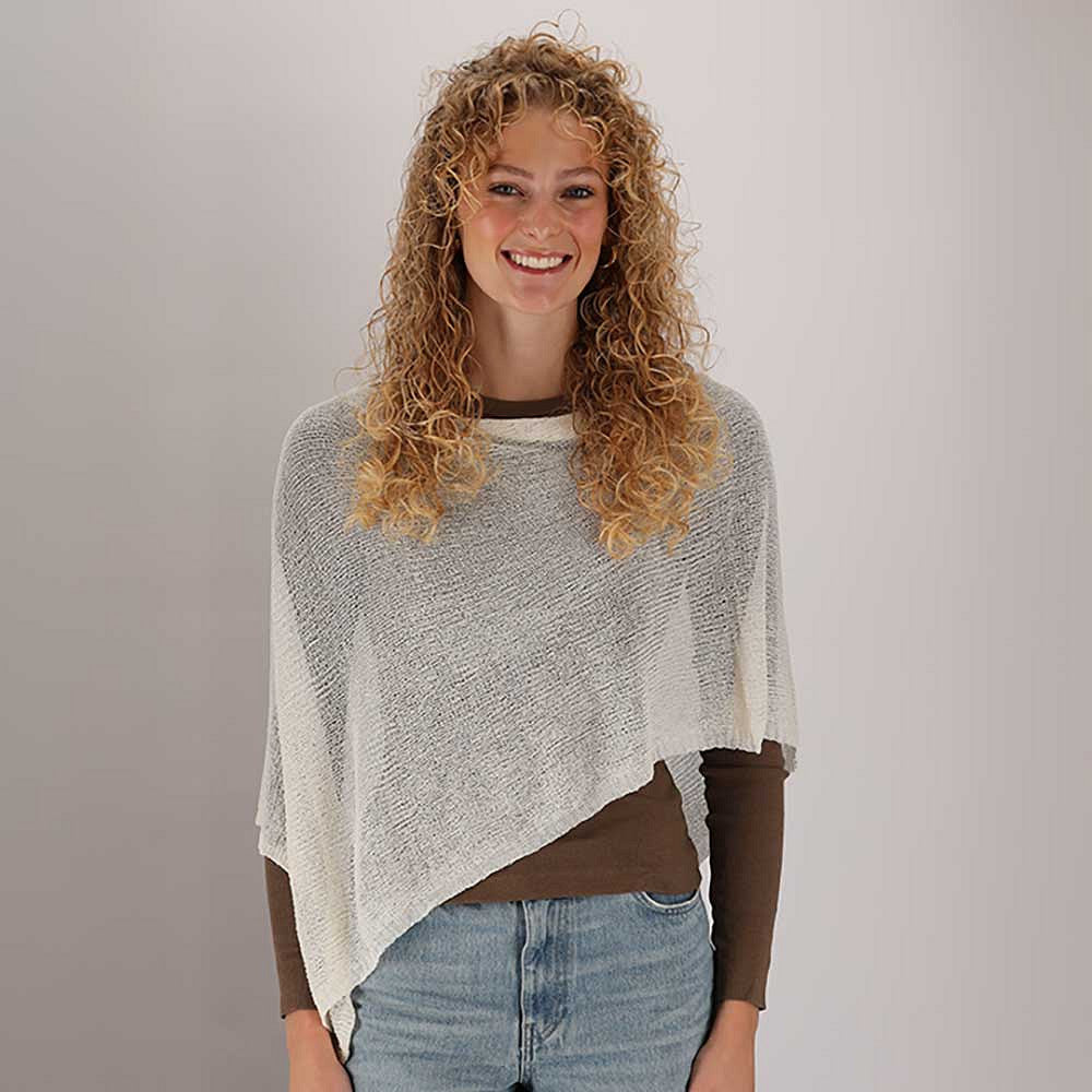 Gebreide zomerponcho - Dames - Offwhite