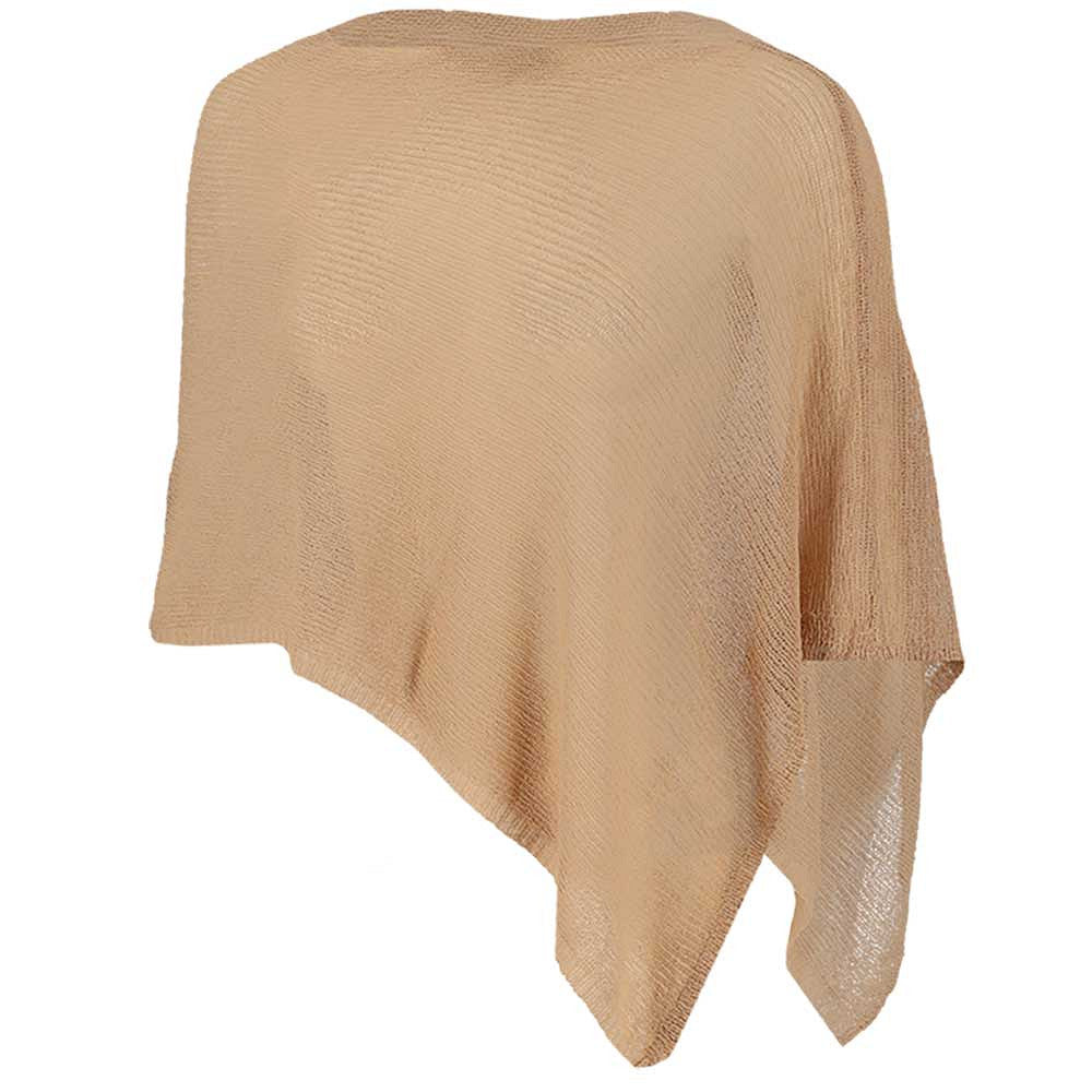 Gebreide zomerponcho - Dames - Zand