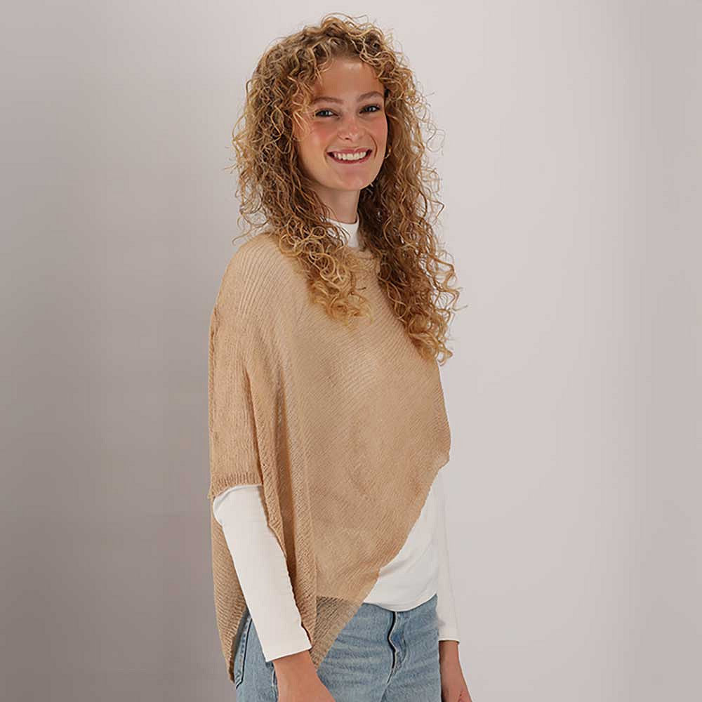 Gebreide zomerponcho - Dames - Zand