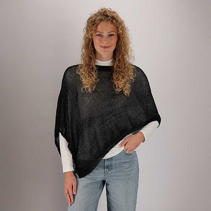Gebreide zomerponcho - Dames - Zwart