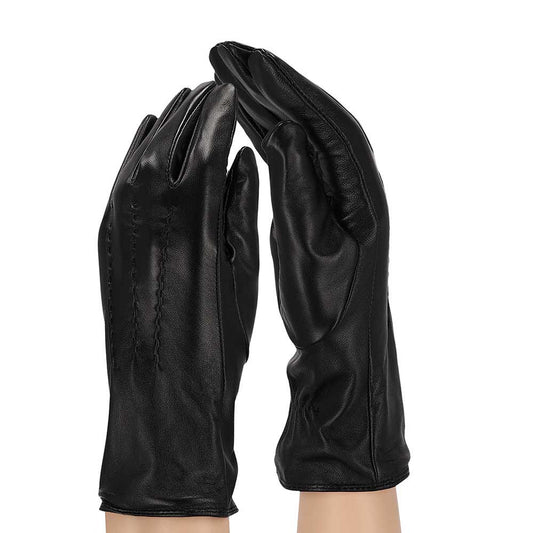 Gants en cuir femme - Noir/Cognac