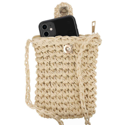 Sac Téléphone Femme - Paille Naturelle