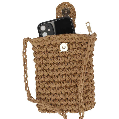 Sac Téléphone Femme - Paille Naturelle