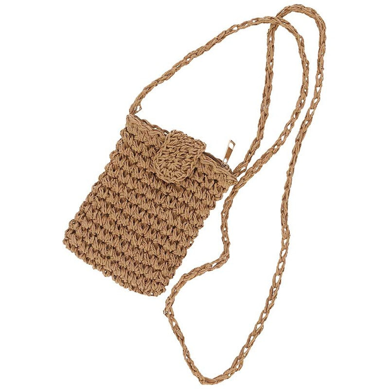 Sac Téléphone Femme - Paille Naturelle