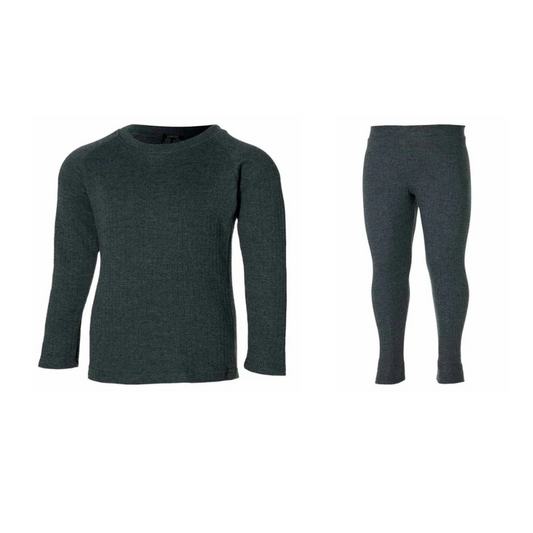 Thermo broek/shirt kinderen - Set - Unisex - Antraciet - 2 x broek/shirt