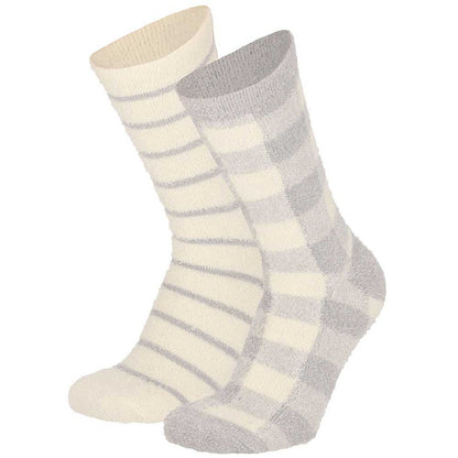 Bettsocken Damen - Weiches Garn - 2er-Pack - Grau/Beige