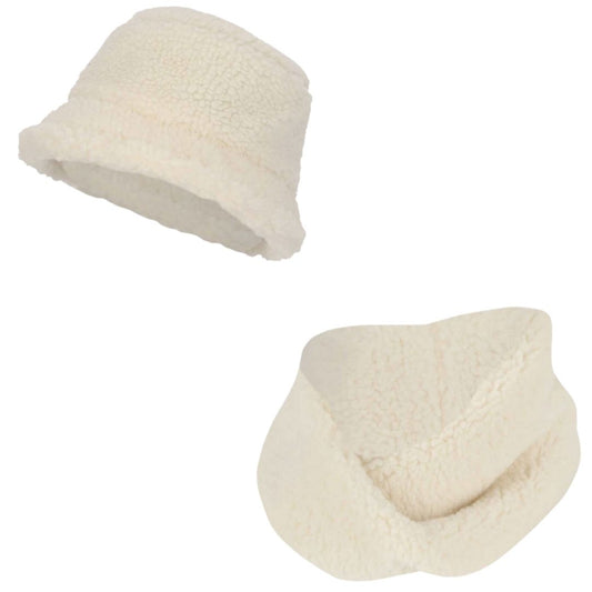 Schal und Mütze für Mädchen – Teddywolle – Einheitsgröße