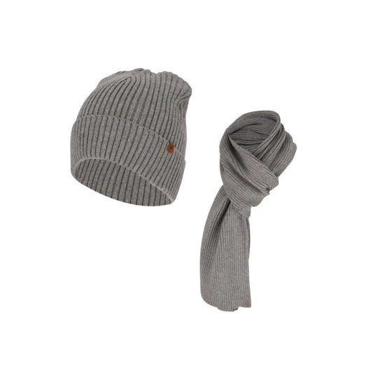 Mütze und Schal für Herren – gerippt – einfarbig – Einheitsgröße