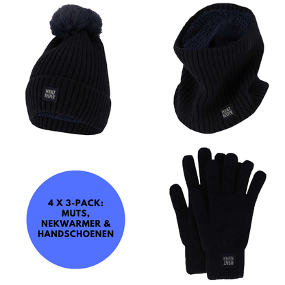 Thermoset dames - Handschoenen/Muts/Nekwarmer - Onesize - 4x Set