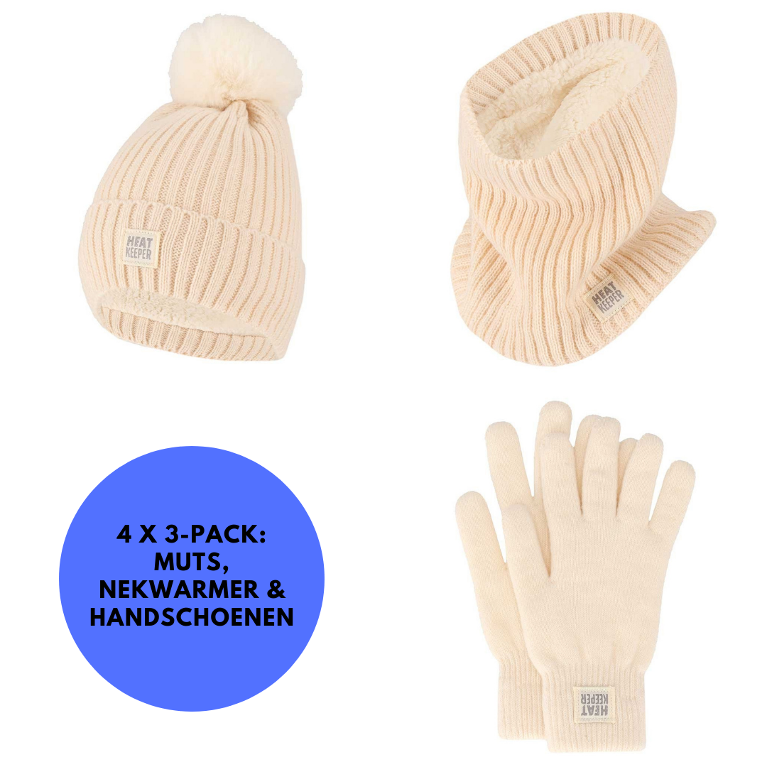 Thermoset dames - Handschoenen/Muts/Nekwarmer - Onesize - 4x Set