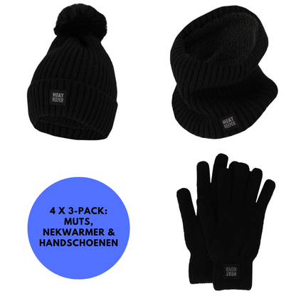 Thermoset dames - Handschoenen/Muts/Nekwarmer - Onesize - 4x Set