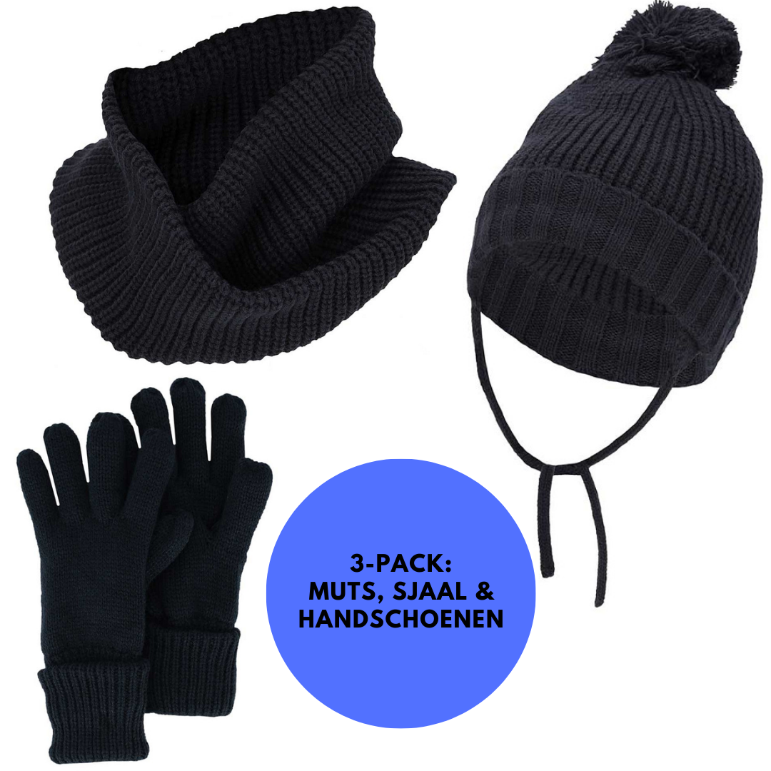 Winterset Jongens - Handschoenen/Sjaal/Muts - Effen - 4 t/m 8 jaar