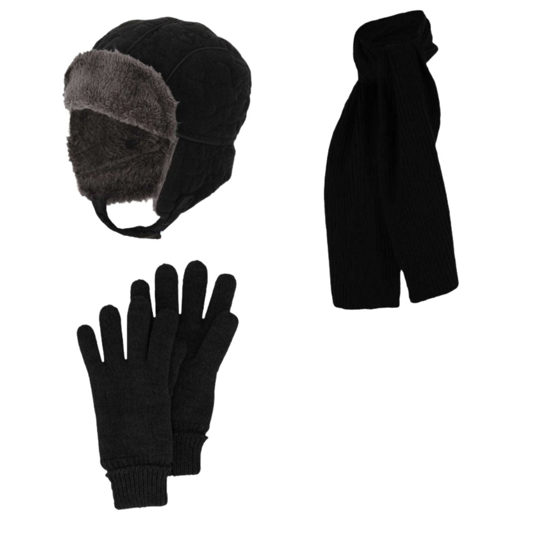 Pilotenmuts & Sjaal & Handschoenen - Ski/Winterset jongens - 4 t/m 8 jaar