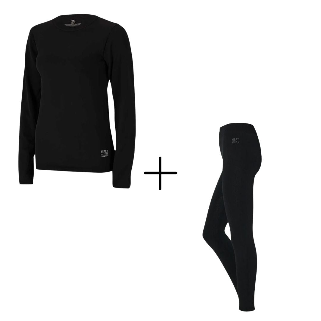 Thermoset Damen – Schwarz – Leggings und T-Shirt