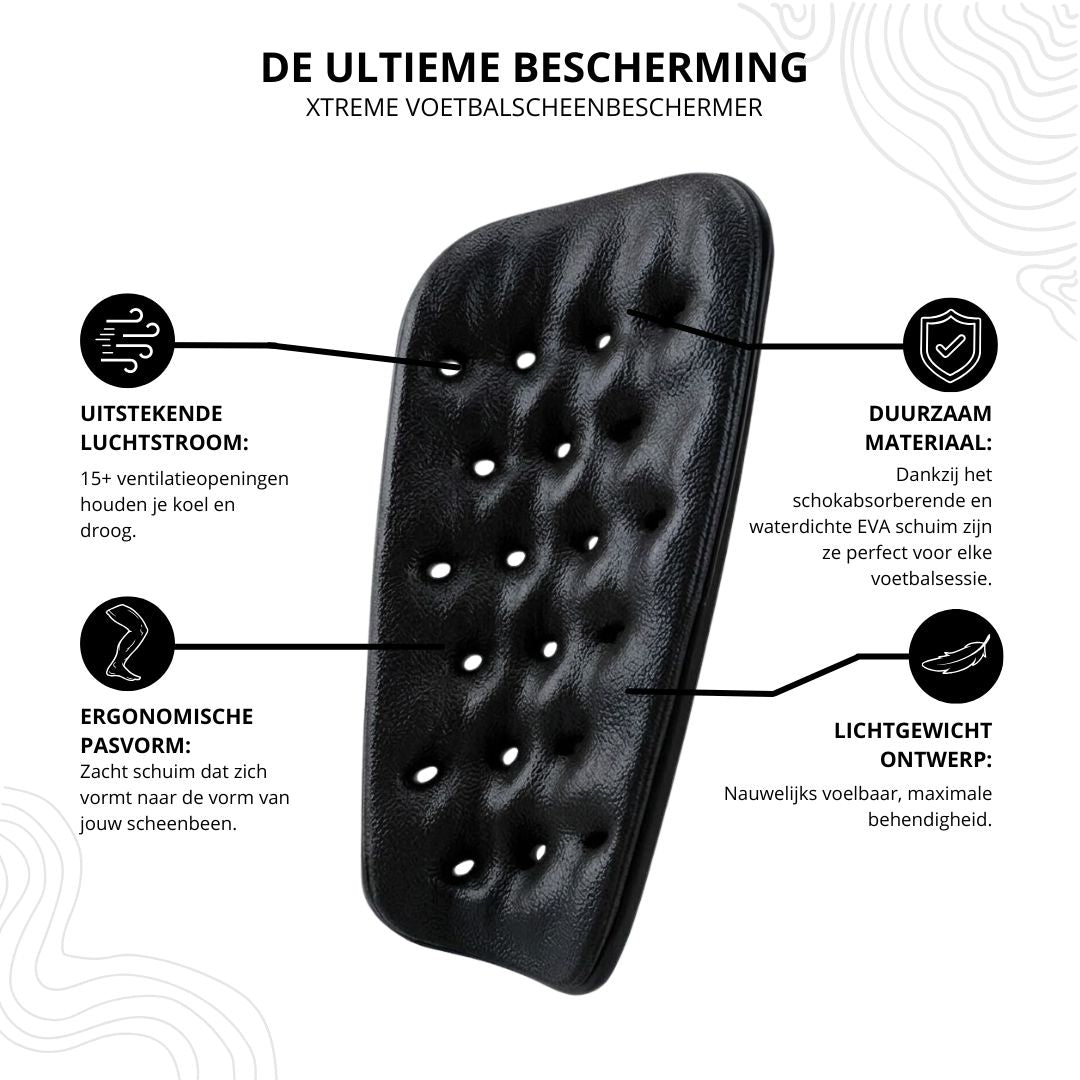 Xtreme - Fußball-Socken + Schienbeinschoner + Knöchelriemen - Schwarz