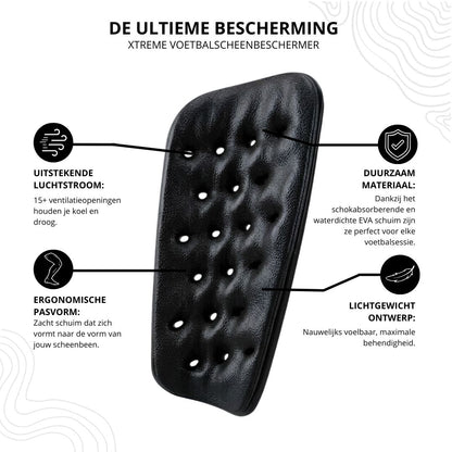 Xtreme - Fußball-Socken + Schienbeinschoner + Knöchelriemen - Schwarz