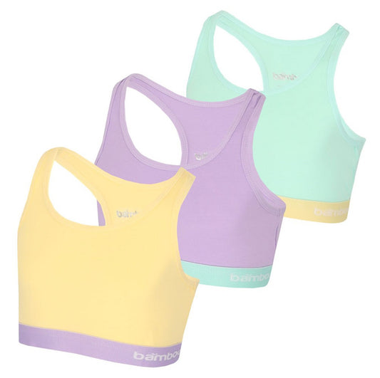 Bamboo Top Girls - Multi Pastell - 3er-Pack