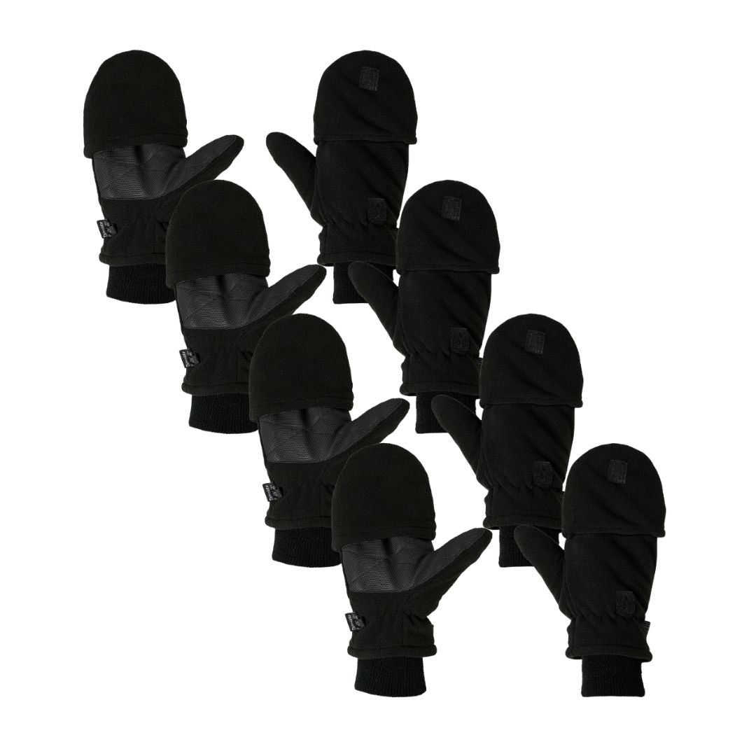 Thermo Handschoenen fingertop - Heren - Zwart - 4-Paar - Voordeel
