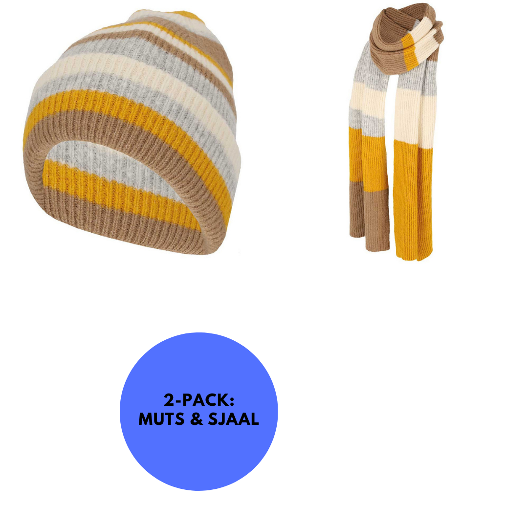 Muts & Sjaal dames - Fashion Set Stripes - One Size