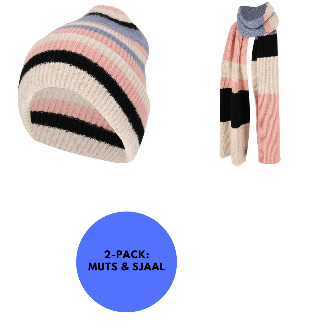 Muts & Sjaal dames - Fashion Set Stripes - One Size