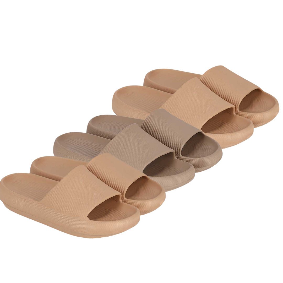 Familienpaket Hausschuhe - 3-Paar - Flops - Beige/Sand