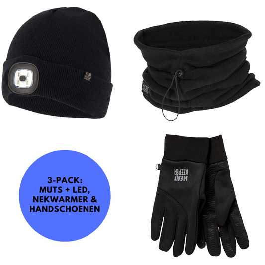 Thermo set unisex - Handschoenen/Muts + LED/Nekwarmer