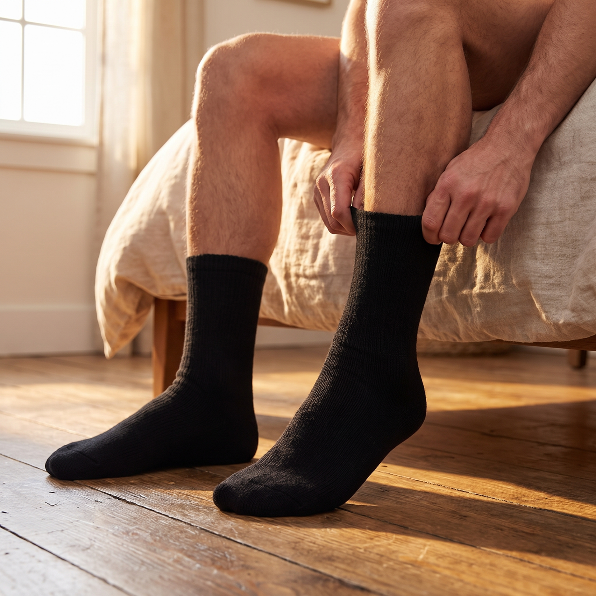 Thermosokken heren zwart – Heatkeeper – gedragen